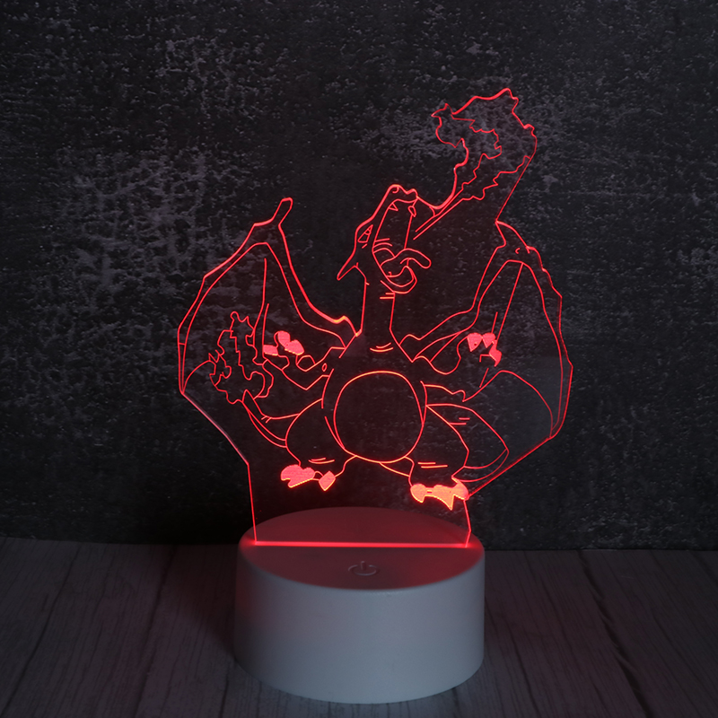 3d卡通小夜燈七彩（cǎi）led發光立體卡通小夜（yè）燈（dēng）噴（pēn）火（huǒ）龍定製