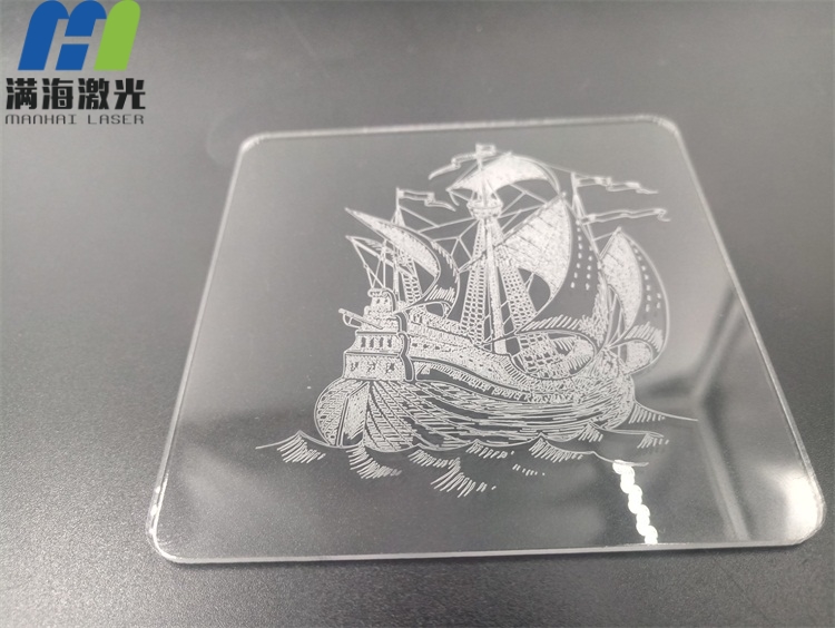 四方形亞克力激光鐳雕帆船圖（tú）案