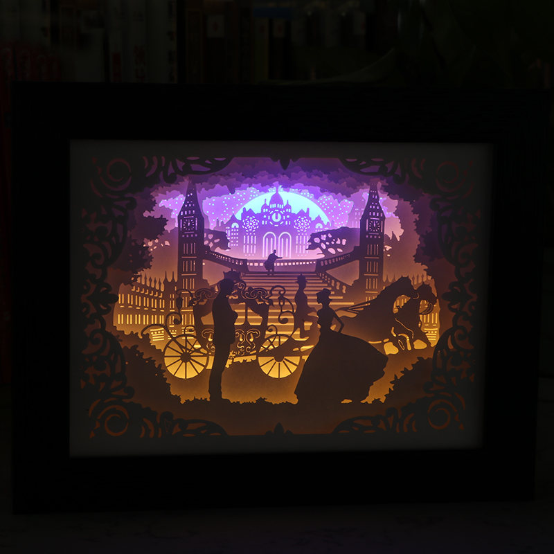 3d立體光影紙雕燈定製創意浪漫婚禮立體光影紙雕燈定製