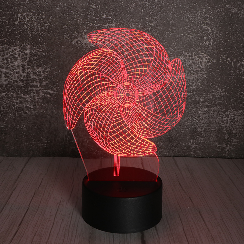 3d亞克力小夜燈立體led七彩大風（fēng）車小夜燈定製批發