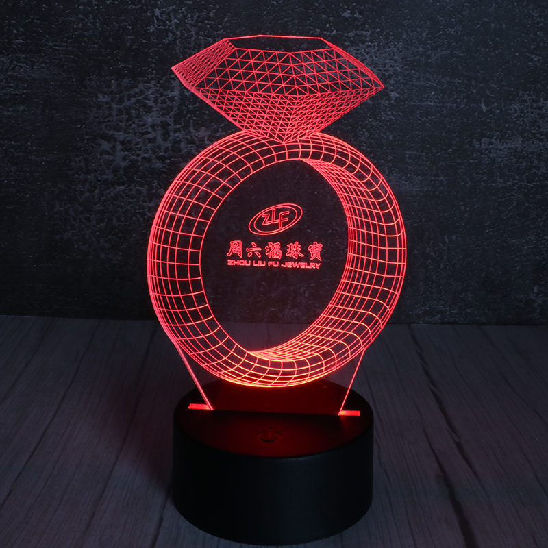 3d創意小（xiǎo）夜燈led亞克（kè）力小夜燈創意立體小夜燈鑽戒（jiè）廠家定製