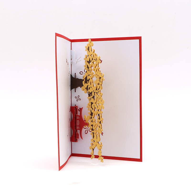 3d立體賀（hè）卡定製中秋立體賀卡掛花樹賀卡定製批發（fā）