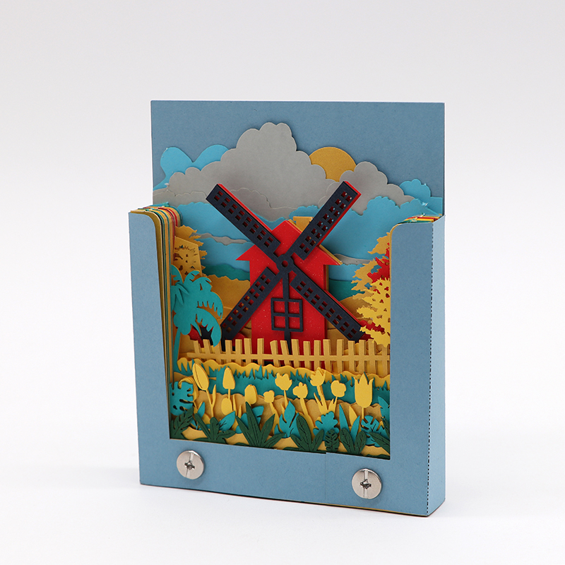 3d藝術便簽（qiān）薄款（kuǎn）立體創意（yì）風車模型便簽紙廠家定製（zhì）